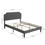 Base letto imbottita moderna con testiera regolabile – Beige / Blu / Grigio, singola / a una piazza e mezza / matrimoniale, per 1-2 persone