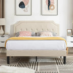 Base letto imbottita moderna con testiera regolabile – Beige / Blu / Grigio, singola / a una piazza e mezza / matrimoniale, per 1-2 persone