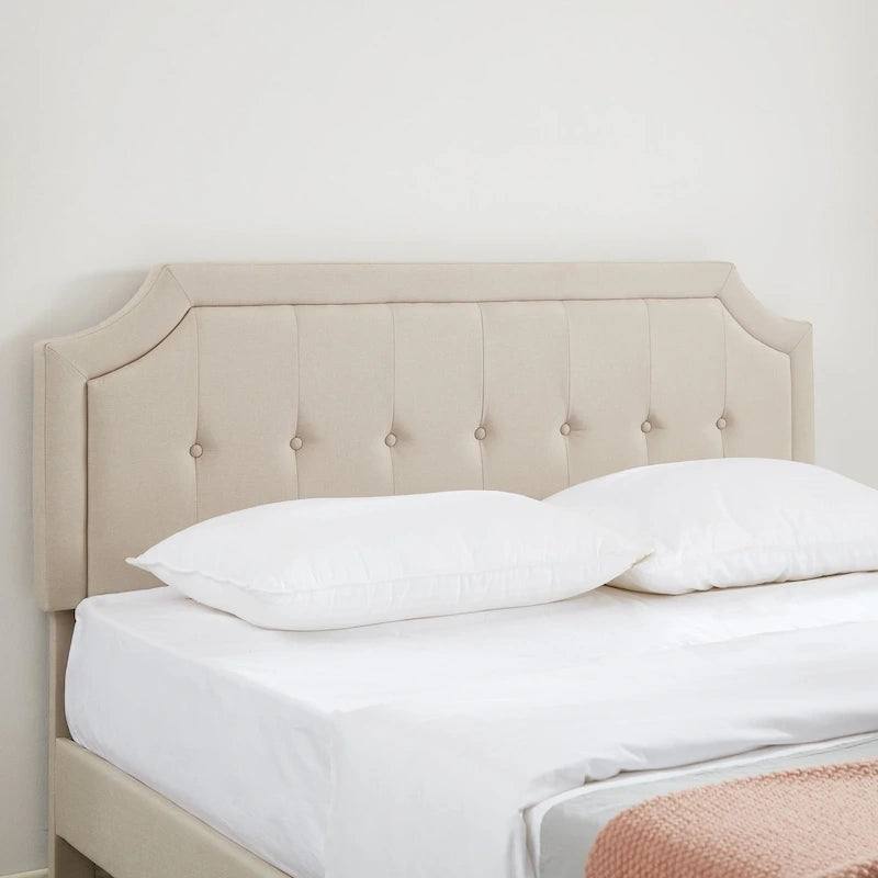 Base letto imbottita moderna con testiera regolabile – Beige / Blu / Grigio, singola / a una piazza e mezza / matrimoniale, per 1-2 persone