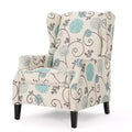 Christopher Knight Home Wescott Contemporary Fabric Wingback Pushback Recliner, Light Beige and Blue Floral