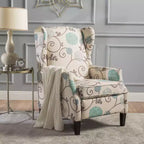 Christopher Knight Home Wescott Reclinabile Contemporaneo con Schienale Alto in Tessuto, Fantasia Floreale Beige Chiaro e Blu
