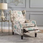 Christopher Knight Home Wescott Reclinabile Contemporaneo con Schienale Alto in Tessuto, Fantasia Floreale Beige Chiaro e Blu