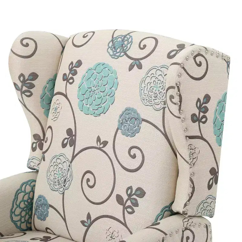 Christopher Knight Home Wescott Reclinabile Contemporaneo con Schienale Alto in Tessuto, Fantasia Floreale Beige Chiaro e Blu