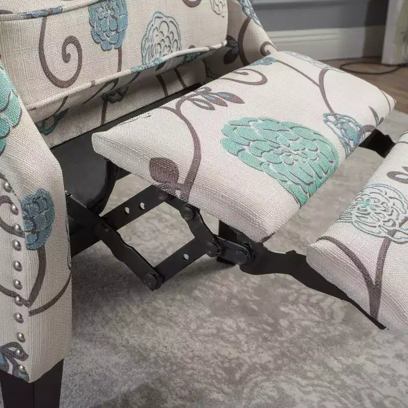 Christopher Knight Home Wescott Reclinabile Contemporaneo con Schienale Alto in Tessuto, Fantasia Floreale Beige Chiaro e Blu