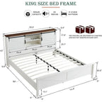 Struttura letto king size in stile rustico con testiera a libreria e stazione di ricarica – 5 colori, 2 posti letto
