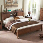 Struttura letto king size in stile rustico con testiera a libreria e stazione di ricarica – 5 colori, 2 posti letto