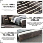 Struttura letto king size in stile rustico con testiera a libreria e stazione di ricarica – 5 colori, 2 posti letto