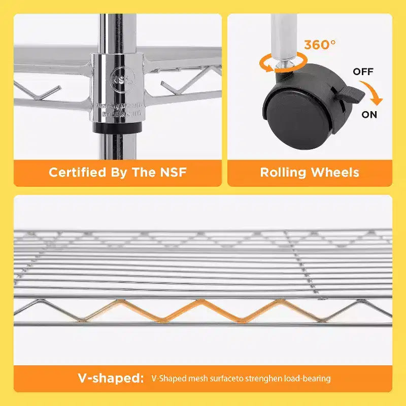Scaffale metallico a 5 ripiani FDW con rotelle, scaffale per carichi pesanti, organizer da garage, scaffale in metallo
