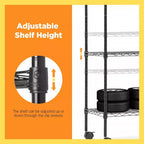 Scaffale metallico a 5 ripiani FDW con rotelle, scaffale per carichi pesanti, organizer da garage, scaffale in metallo