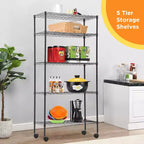 Scaffale metallico a 5 ripiani FDW con rotelle, scaffale per carichi pesanti, organizer da garage, scaffale in metallo