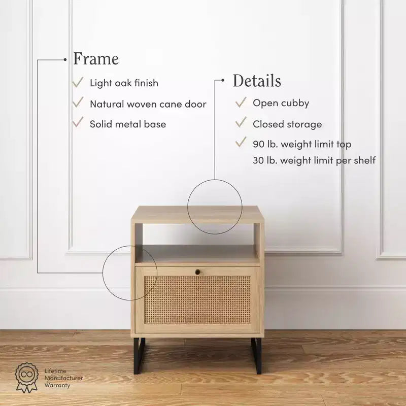 Nathan James Set di 2 comodini Mina in rattan