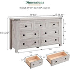 Cassettiera rustica a 7 cassetti con angoli in metallo e doppie maniglie in metallo – Quercia rustica chiara / Bianco antico / Quercia rustica scura / Legno di recupero / Bianco spazzolato antico, Singola