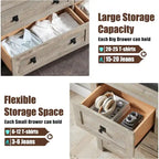 Cassettiera rustica a 7 cassetti con angoli in metallo e doppie maniglie in metallo – Quercia rustica chiara / Bianco antico / Quercia rustica scura / Legno di recupero / Bianco spazzolato antico, Singola