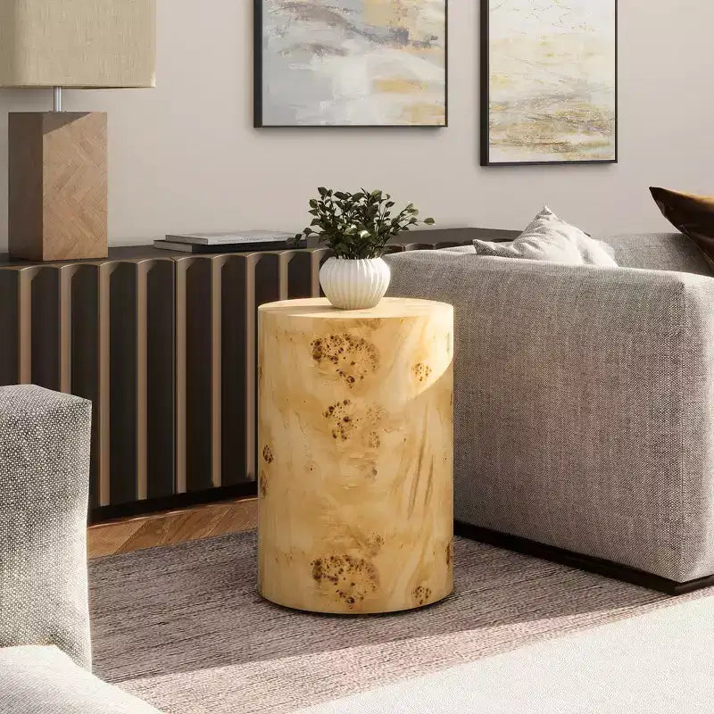 Tavolino d'appoggio Jennifer Taylor Home Nebula 22 Accent Pillar, Legno di radica marrone naturale caldo