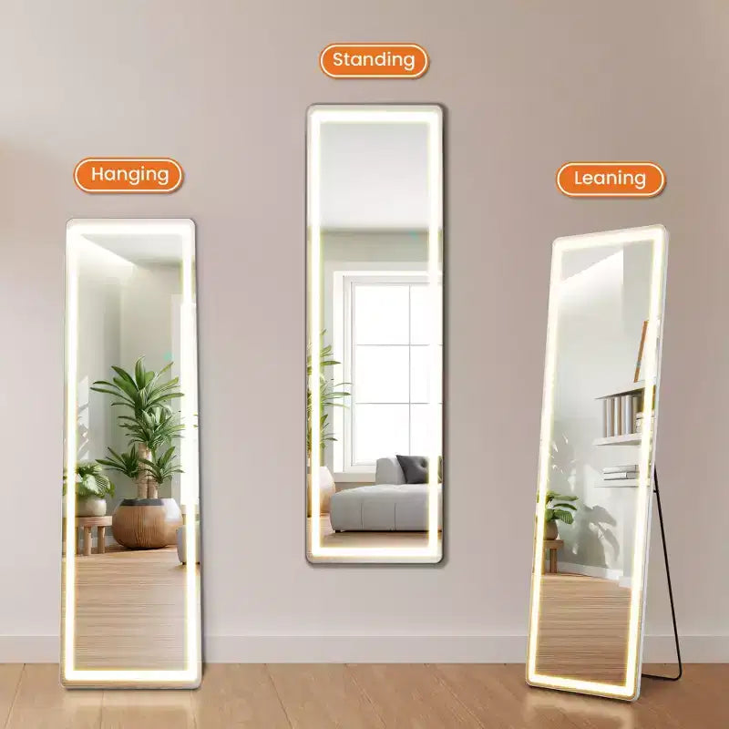 Specchio intero rettangolare senza cornice JIONJOY a LED con 3 colori
