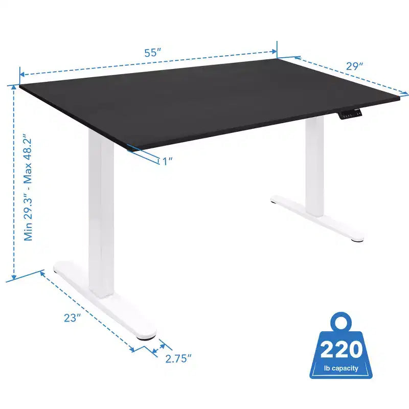Mount-It! Scrivania Elettrica Regolabile in Altezza con Doppio Motore e Piano da 55", Base Bianca