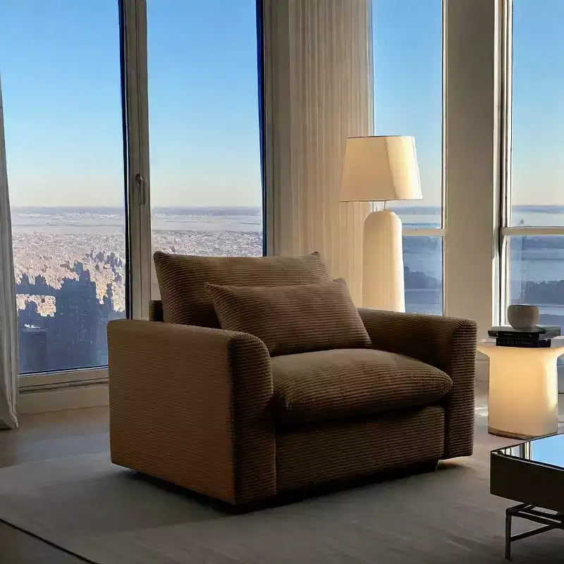 Poltrona a pozzetto Christopher Knight Home in velluto a coste 33,8 con cuscino lombare