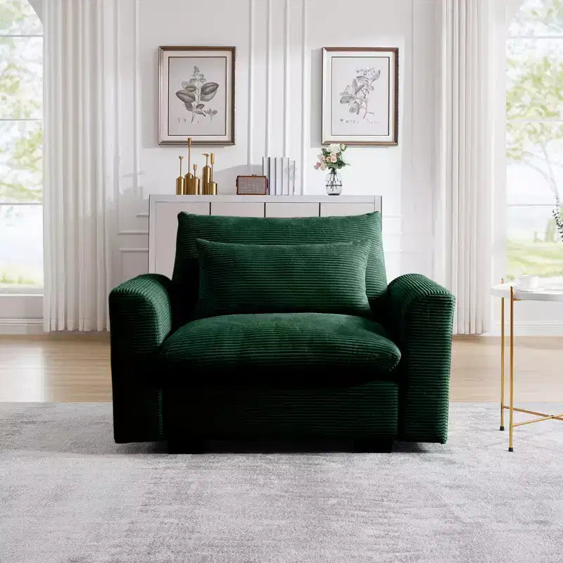 Poltrona a pozzetto Christopher Knight Home in velluto a coste 33,8 con cuscino lombare