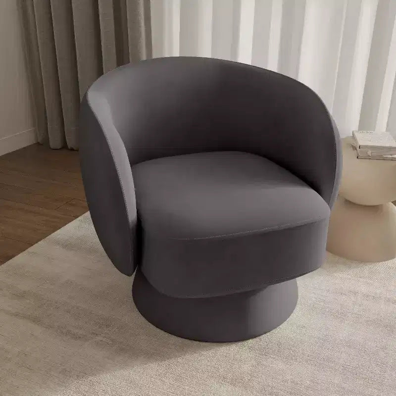 LeisureMod Raze Sedia a Botte Moderna Girevole in Bouclé - Poltrona Accento Imbottita Testurizzata con Base Girevole a 360 Gradi in Legno Massello di Pino