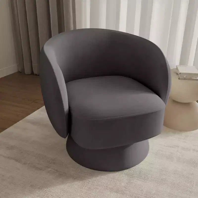 LeisureMod Raze Sedia a Botte Moderna Girevole in Bouclé - Poltrona Accento Imbottita Testurizzata con Base Girevole a 360 Gradi in Legno Massello di Pino