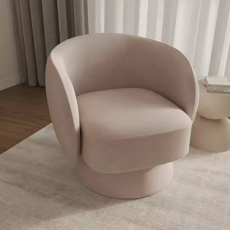 LeisureMod Raze Sedia a Botte Moderna Girevole in Bouclé - Poltrona Accento Imbottita Testurizzata con Base Girevole a 360 Gradi in Legno Massello di Pino