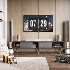 Bestier 80 Supporto TV Moderno di Metà Secolo Mobile Porta TV per Televisori fino a 85 Pollici, Console TV Lunga 2-in-1, Tavolino Quadrato con Anta Scorrevole