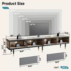 Bestier 80 Supporto TV Moderno di Metà Secolo Mobile Porta TV per Televisori fino a 85 Pollici, Console TV Lunga 2-in-1, Tavolino Quadrato con Anta Scorrevole