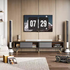 Bestier 80 Supporto TV Moderno di Metà Secolo Mobile Porta TV per Televisori fino a 85 Pollici, Console TV Lunga 2-in-1, Tavolino Quadrato con Anta Scorrevole