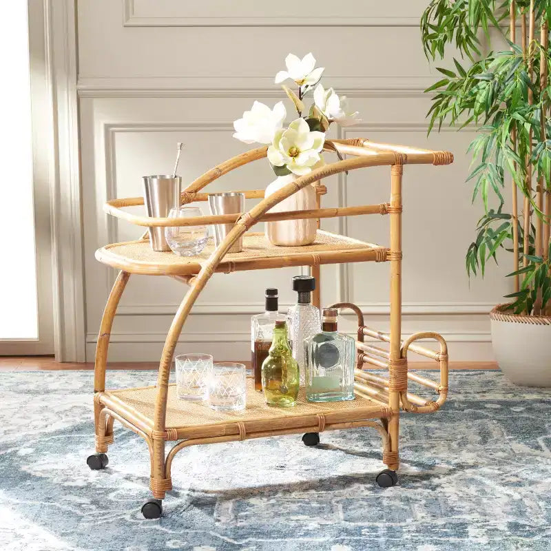 Carrello da Bar a 2 Ripiani Treise - BCT6501A - Naturale - Safavieh