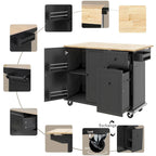 Carrello da Cucina Mobile con Piano Ribaltabile, Contenitore Estraibile a 3 Ripiani e Ruote Bloccabili – Blu / Bianco / Nero, Singolo