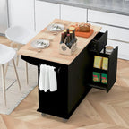 Carrello da Cucina Mobile con Piano Ribaltabile, Contenitore Estraibile a 3 Ripiani e Ruote Bloccabili – Blu / Bianco / Nero, Singolo
