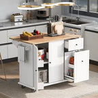Carrello da Cucina Mobile con Piano Ribaltabile, Contenitore Estraibile a 3 Ripiani e Ruote Bloccabili – Blu / Bianco / Nero, Singolo