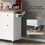 Carrello da Cucina Mobile con Piano Ribaltabile, Contenitore Estraibile a 3 Ripiani e Ruote Bloccabili – Blu / Bianco / Nero, Singolo