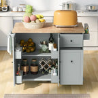 Carrello da Cucina Mobile con Piano Ribaltabile, Contenitore Estraibile a 3 Ripiani e Ruote Bloccabili – Blu / Bianco / Nero, Singolo