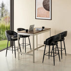 Sgabello da bar in similpelle stile moderno di metà secolo con borchie e gambe in metallo – Nero / Marrone