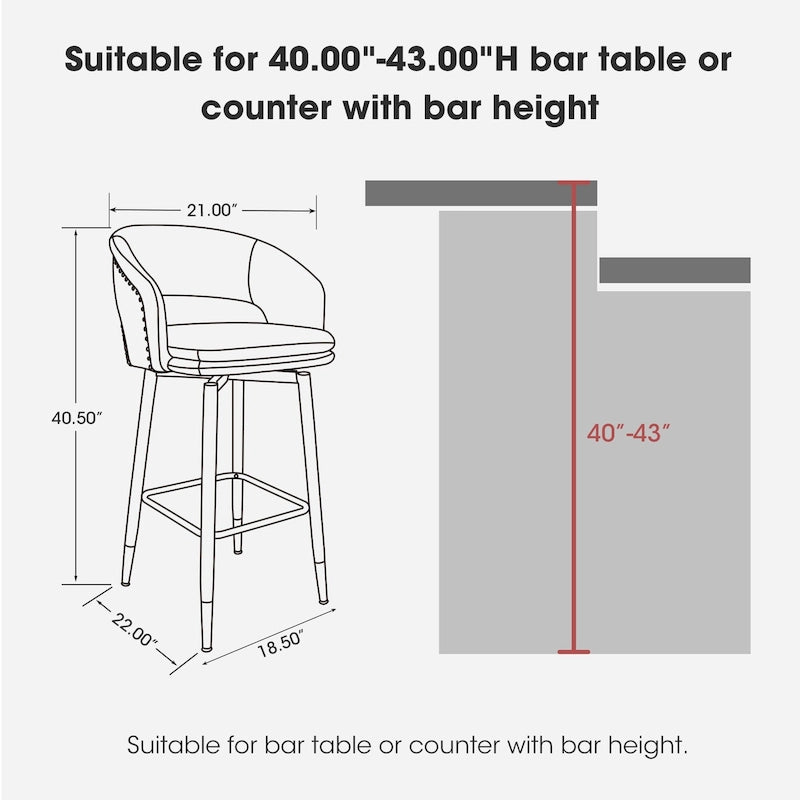Sgabello da bar in similpelle stile moderno di metà secolo con borchie e gambe in metallo – Nero / Marrone