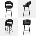 Sgabello da bar in similpelle stile moderno di metà secolo con borchie e gambe in metallo – Nero / Marrone