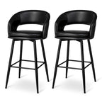 Sgabello da bar in similpelle stile moderno di metà secolo con borchie e gambe in metallo – Nero / Marrone