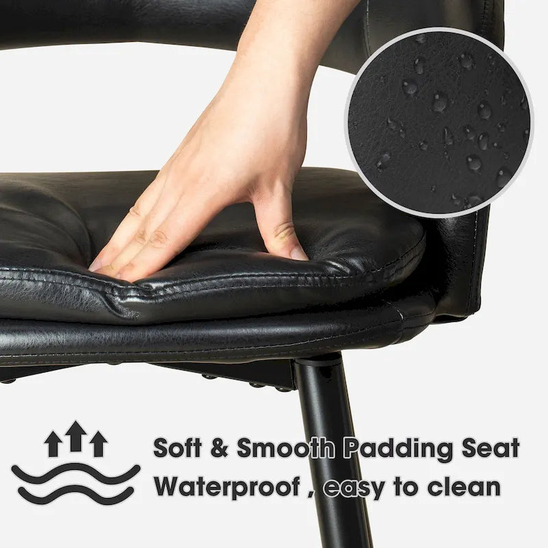 Sgabello da bar in similpelle stile moderno di metà secolo con borchie e gambe in metallo – Nero / Marrone