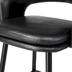 Sgabello da bar in similpelle stile moderno di metà secolo con borchie e gambe in metallo – Nero / Marrone
