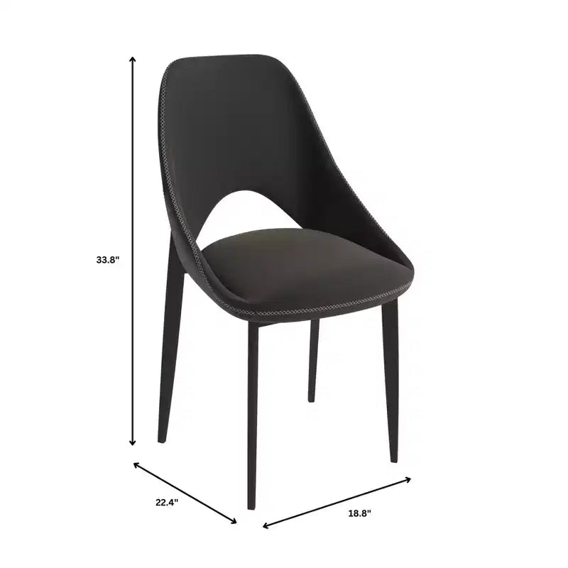 LeisureMod Amalfi Collection Sedie da Pranzo Imbottite Set da 2 Design Curvo con Schienale Aperto e Gambe in Ferro Verniciato a Polvere per Cucina e Sala da Pranzo