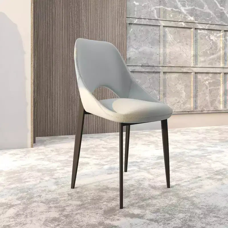 LeisureMod Amalfi Collection Sedie da Pranzo Imbottite Set da 2 Design Curvo con Schienale Aperto e Gambe in Ferro Verniciato a Polvere per Cucina e Sala da Pranzo