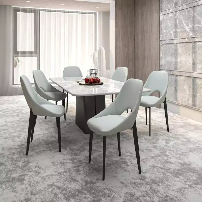 LeisureMod Amalfi Collection Sedie da Pranzo Imbottite Set da 2 Design Curvo con Schienale Aperto e Gambe in Ferro Verniciato a Polvere per Cucina e Sala da Pranzo