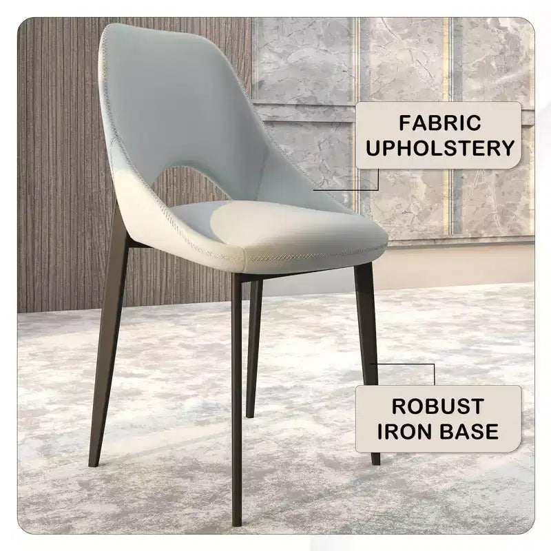LeisureMod Amalfi Collection Sedie da Pranzo Imbottite Set da 2 Design Curvo con Schienale Aperto e Gambe in Ferro Verniciato a Polvere per Cucina e Sala da Pranzo