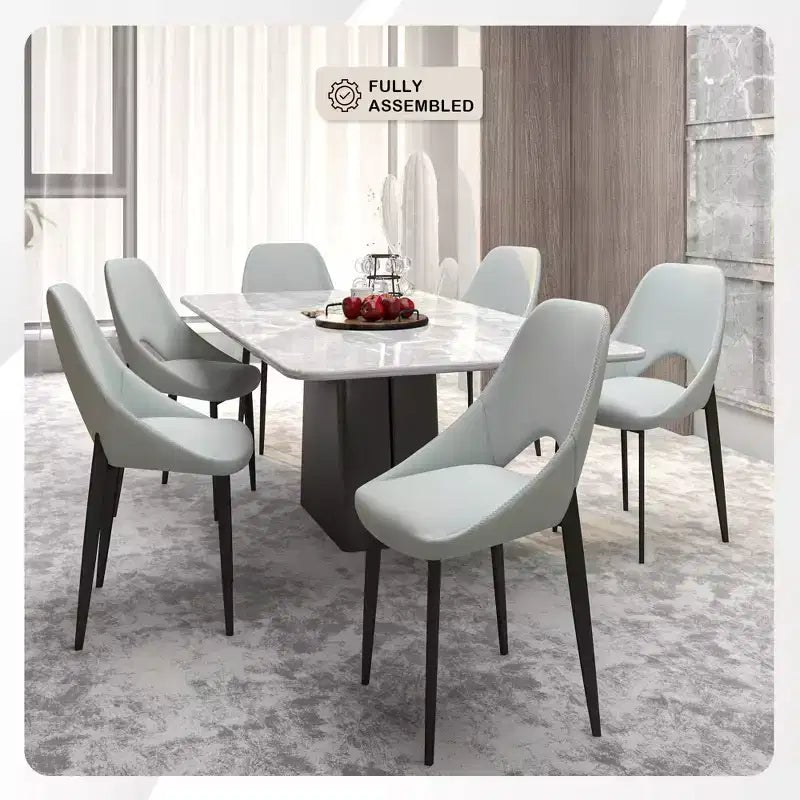 LeisureMod Amalfi Collection Sedie da Pranzo Imbottite Set da 2 Design Curvo con Schienale Aperto e Gambe in Ferro Verniciato a Polvere per Cucina e Sala da Pranzo