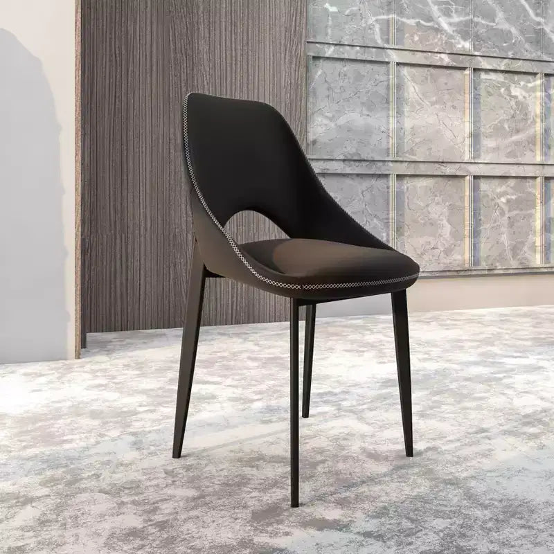 LeisureMod Amalfi Collection Sedie da Pranzo Imbottite Set da 2 Design Curvo con Schienale Aperto e Gambe in Ferro Verniciato a Polvere per Cucina e Sala da Pranzo
