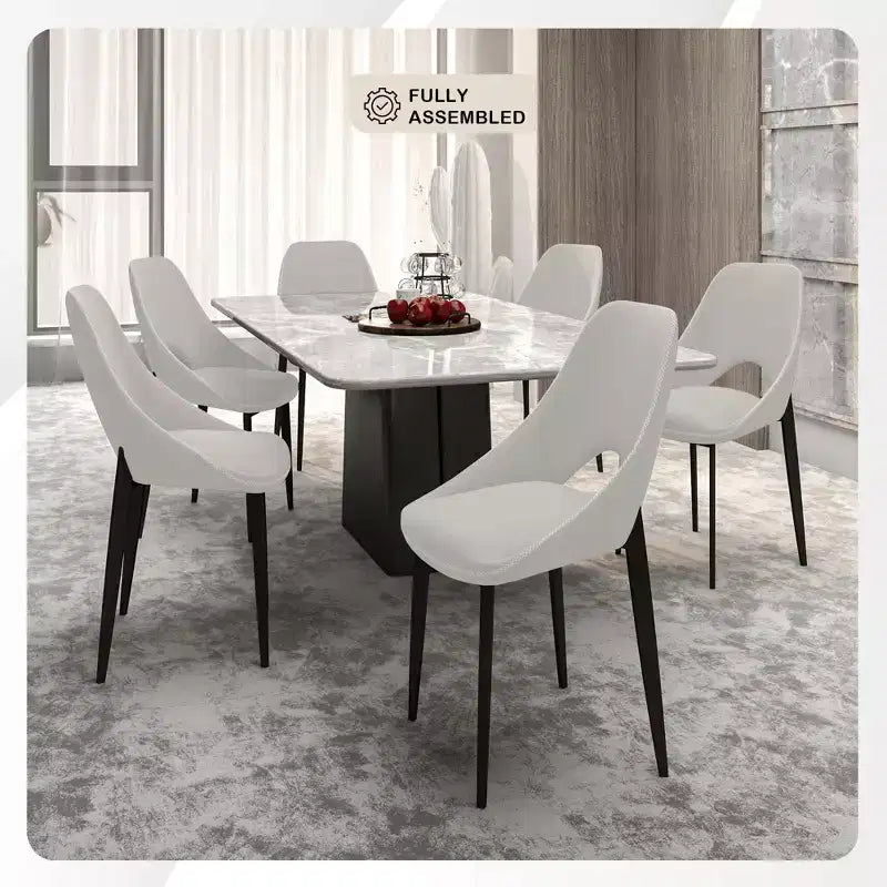 LeisureMod Amalfi Collection Sedie da Pranzo Imbottite Set da 2 Design Curvo con Schienale Aperto e Gambe in Ferro Verniciato a Polvere per Cucina e Sala da Pranzo