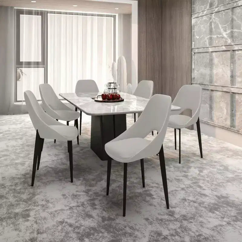LeisureMod Amalfi Collection Sedie da Pranzo Imbottite Set da 2 Design Curvo con Schienale Aperto e Gambe in Ferro Verniciato a Polvere per Cucina e Sala da Pranzo