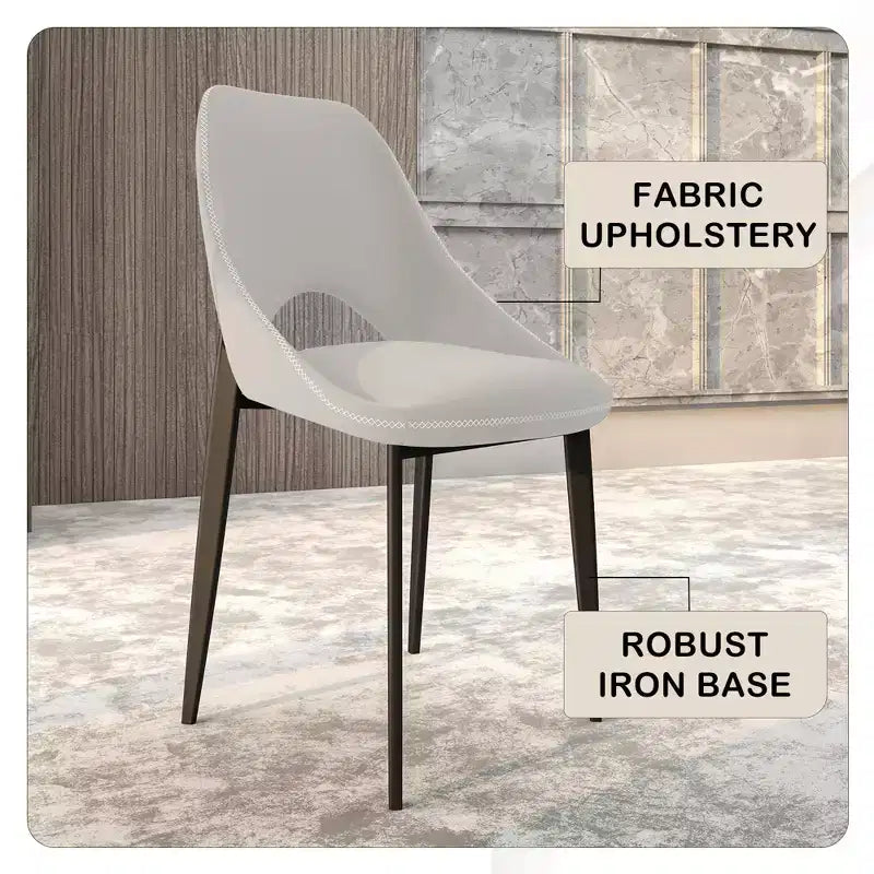 LeisureMod Amalfi Collection Sedie da Pranzo Imbottite Set da 2 Design Curvo con Schienale Aperto e Gambe in Ferro Verniciato a Polvere per Cucina e Sala da Pranzo
