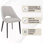 LeisureMod Amalfi Collection Sedie da Pranzo Imbottite Set da 2 Design Curvo con Schienale Aperto e Gambe in Ferro Verniciato a Polvere per Cucina e Sala da Pranzo